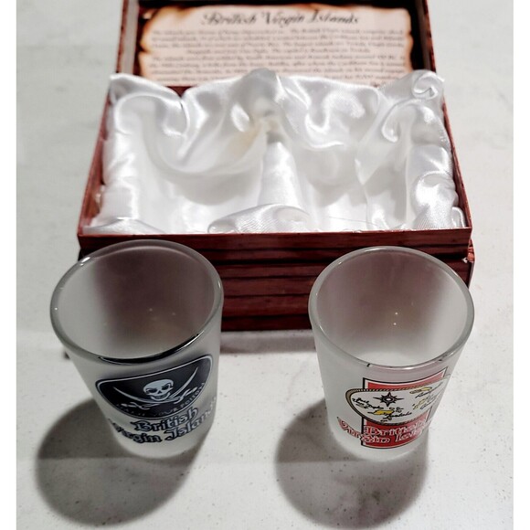 St. Thomas Virgin Islands Shot Glasses (2) in Pirate Treasure Chest Souvenirs - Picture 7 of 15